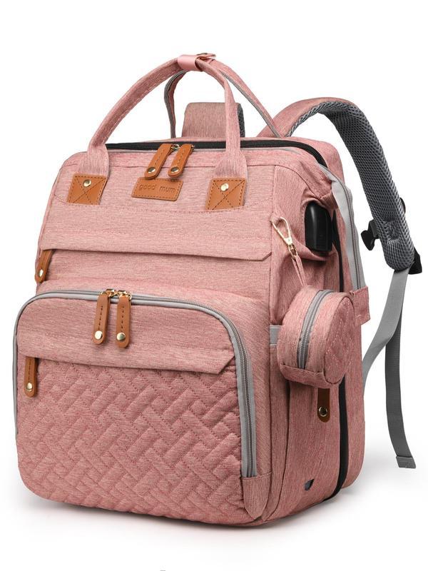 Kabaqoo Cute Multifunctional Diaper Bag Backpack with Changing Station, Large Capacity, Lightweight Foldable, Portable for Newborn Travel & Everyday SpringStatements