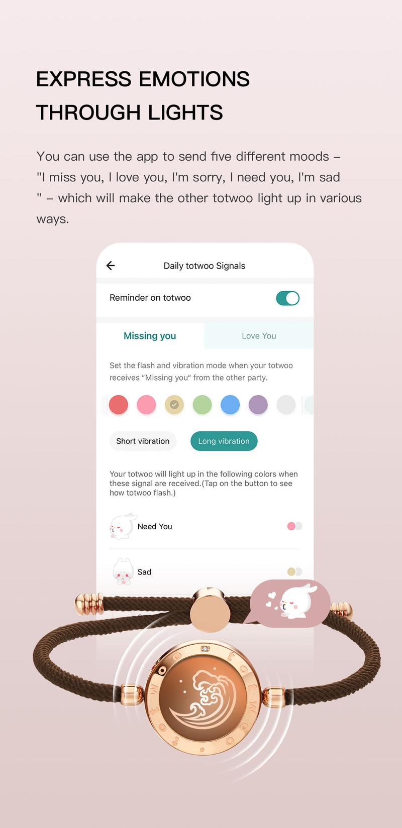 totwoo Mountain&Sea Touch Bracelets Long Distance  Functional Love Connect Gift For Boyfriend or Girlfriend or your Family