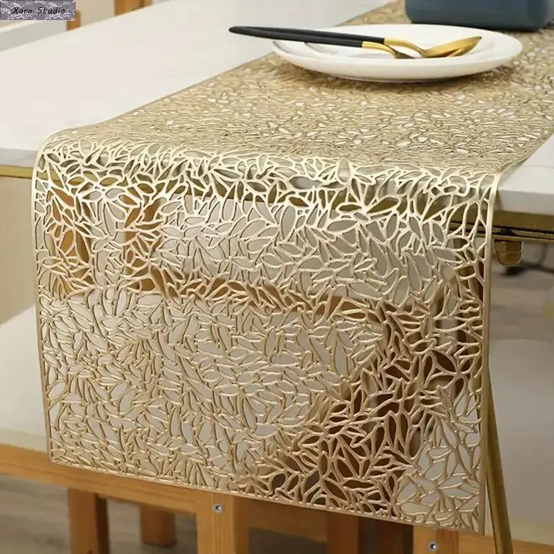 1-Piece Elegant Solid Acrylic Golden Modern Minimalist Table Runner - European American Light Luxury Aesthetic Fashion Accessory, Easy to Fold Home Decor, Wedding Dining Accent, Gift-Ready Party Decor