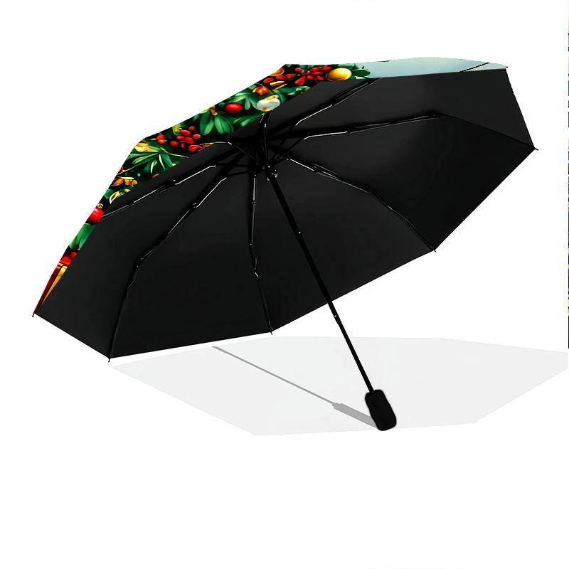 Festival Christmas Tree Printed New Universal Umbrella, Automatic Folding Umbrella, Portable Foldable Design Travel Umbrella, Outdoor Umbrella, Black Friday, Christmas, Birthday Gift C362