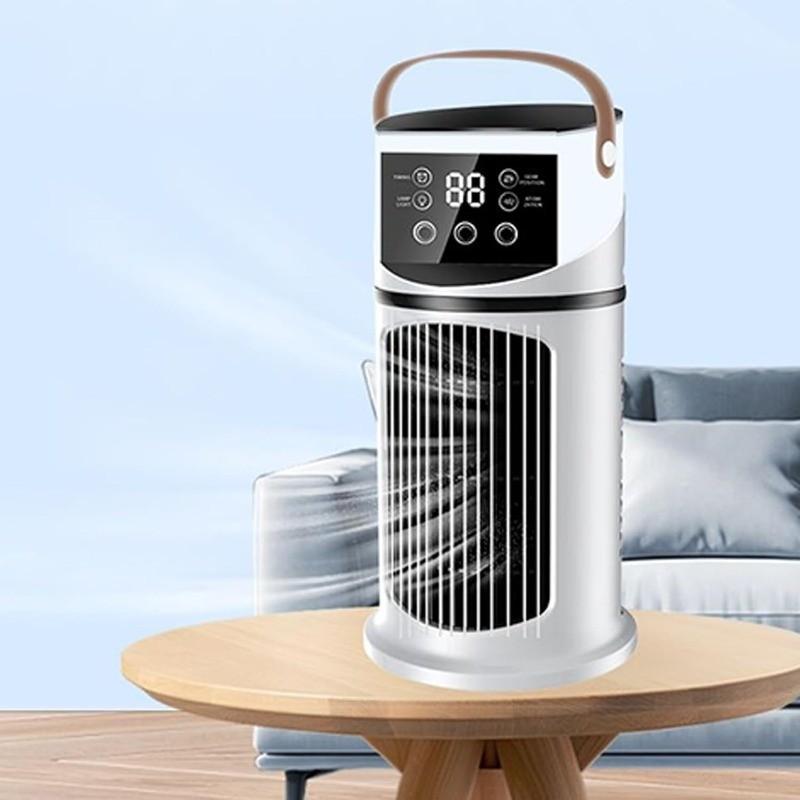 Mist Humidifier Air Conditioner Fan, Evaporative Cooling Fan, 9 Settings, Triple Spray Adjustment, 8-Hour Timer, 7-Color Lights, Essential Summer Tool