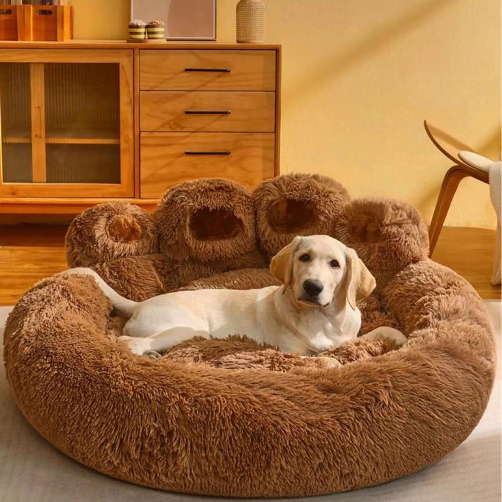 Bear Paw Plush Pet Bed, Soft Padding and Stable Support, Home