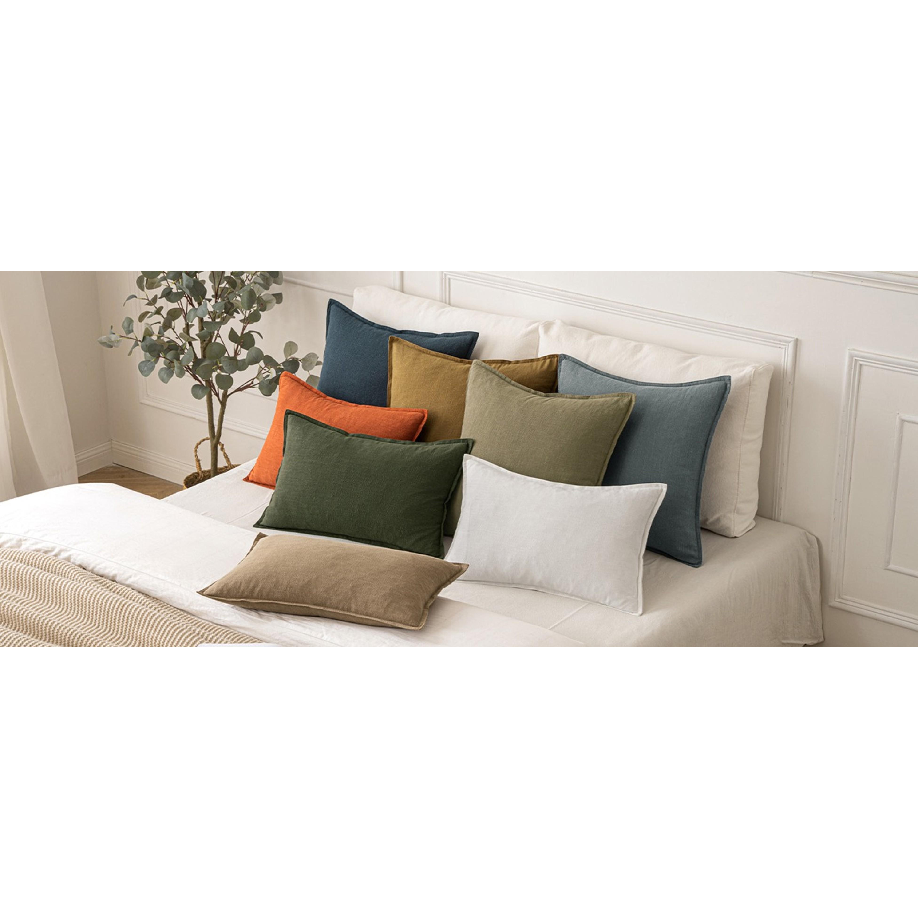 Decorative Linen Euro Sham Pillow Covers 24x24 Natural Beige Boho Farmhouse Neutral Couch Throw Pillows for Bed Pack of 2 Accent Modern Pillowcase Sofa Livingroom Home Decor
