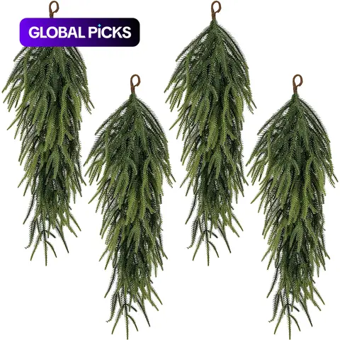 Set of 4 Long Christmas Teardrop Garlands, 30 Inch Pine Needle Decorations for Indoor Outdoor Holiday Decoration, Party Decoration, Festive Decoration #GLOBAL PICKS