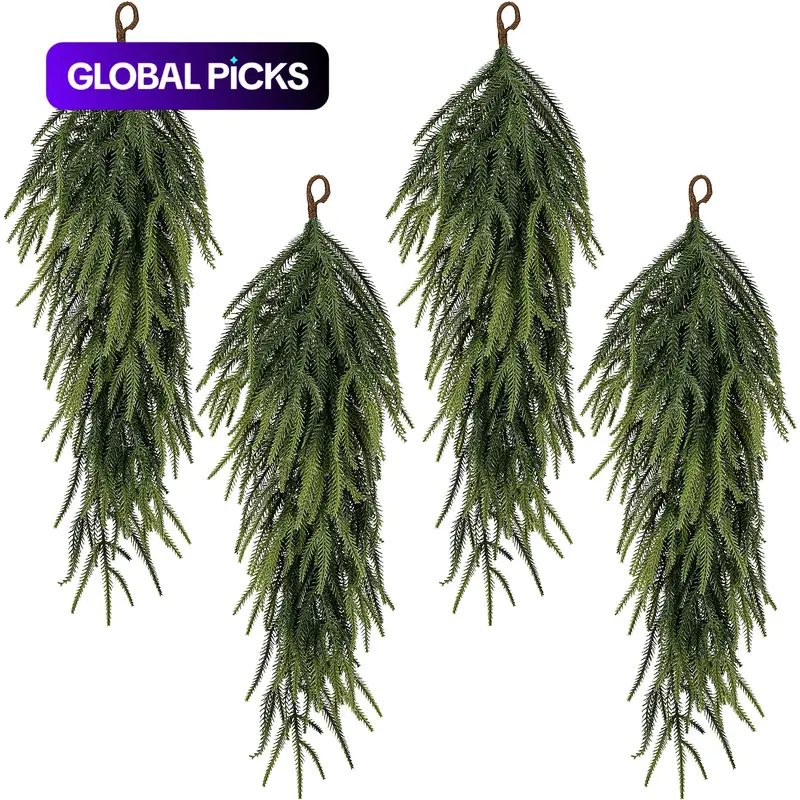 Set of 4 Long Christmas Teardrop Garlands, 30 Inch Pine Needle Decorations for Indoor Outdoor Holiday Decoration, Party Decoration, Festive Decoration #GLOBAL PICKS
