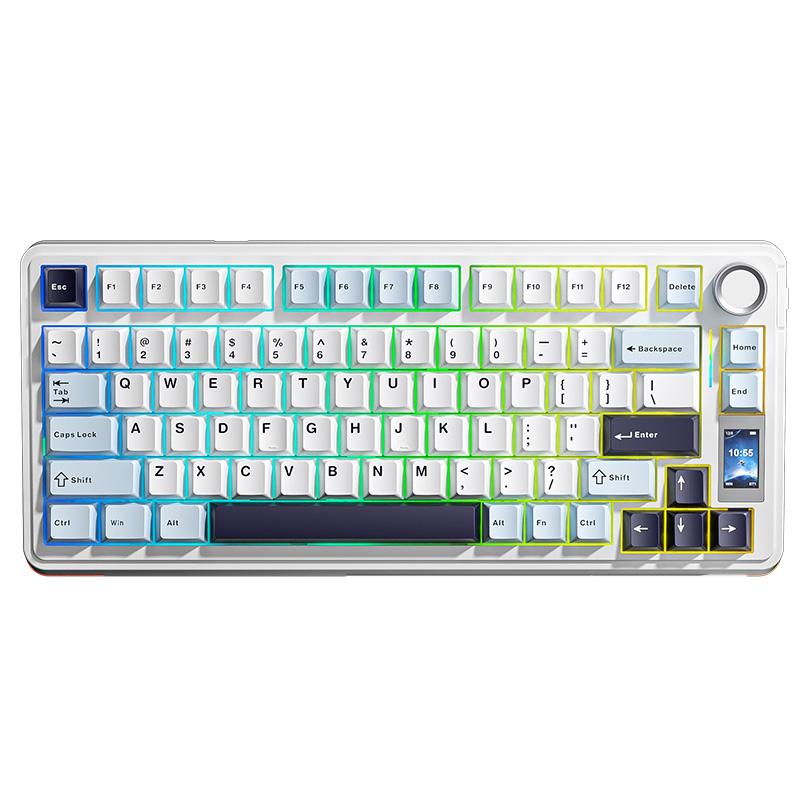 AULA S75Pro Wireless Mechanical Keyboard, Hot swappable keyboard, With Gasket Structure Featuring Five-layer Sound-Absorbing Filling Full-key Hot-Swap Design Multimedia Display RGB Lighting Effects Suitable For Office, e-Sports, Gaming