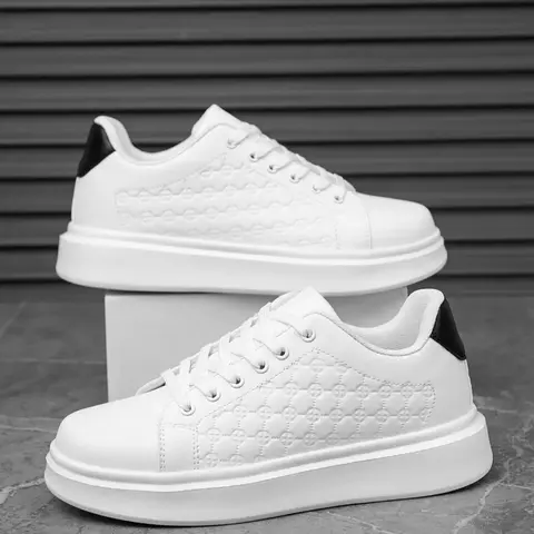 Men's Classic Low-Top Sneakers with Patchwork Design, PU Leather Upper and Thick EVA Sole, Comfortable Casual Sports Shoes for All-Season Wear, Lowtop Casual Sneakers #GLOBAL PICKS