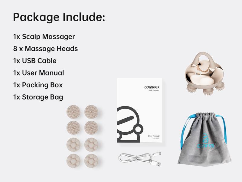 COMFIER Cordless Scalp Massager Hair Growth with 3 kneading Modes,Waterproof Head Massager with 8 Claws for Deep Cleansing,Head Scratcher,Body Massager for Stress Relief, Cat Massager