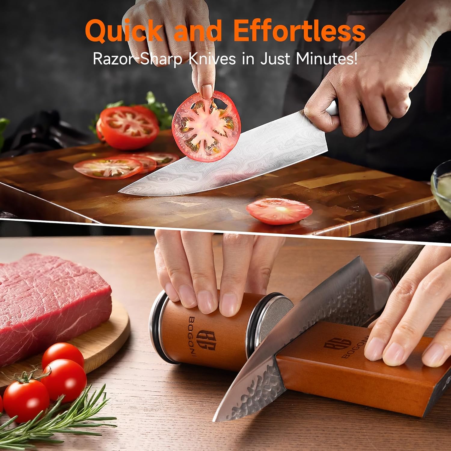 Rolling  Sharpener,  & Ceramic Disc, 15? & 20?  Angle,  & Safe for Any Hardness, Sharpening Kit for Kitchen & Pocket , Razor- Edge, Leather Strop,  Kit