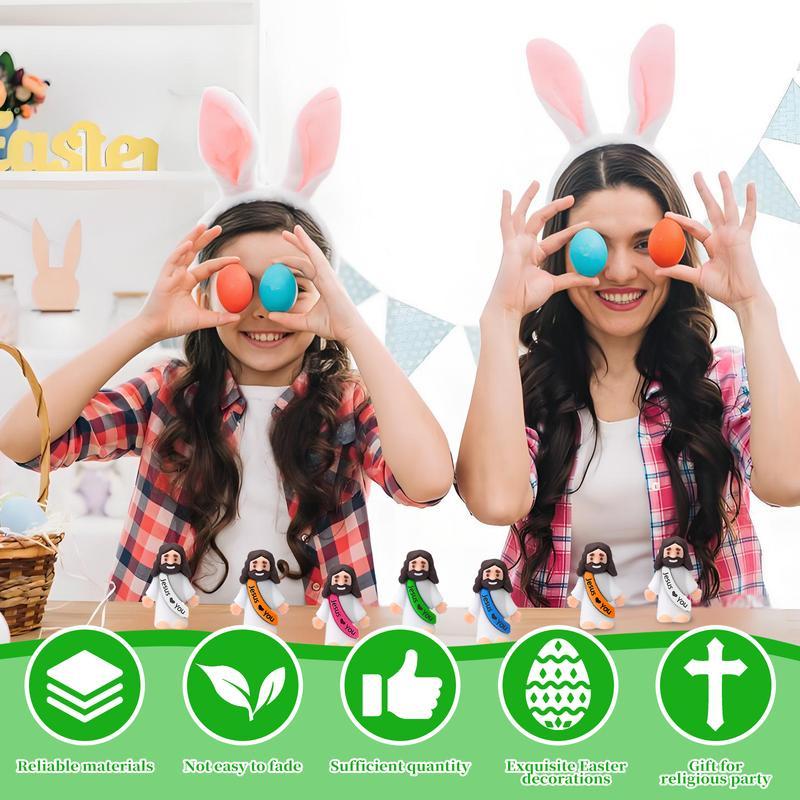 30/60 Pcs Little Jesus Figures, Mini Jesus Figurines in bulk, Jesus loves you figures, Easter Jesus Love You Mini Rubber Toys to Hide and Seek Religious Party Favors Sunday School Baptism Gifts Easter Egg Stuffers(Lively Colors)