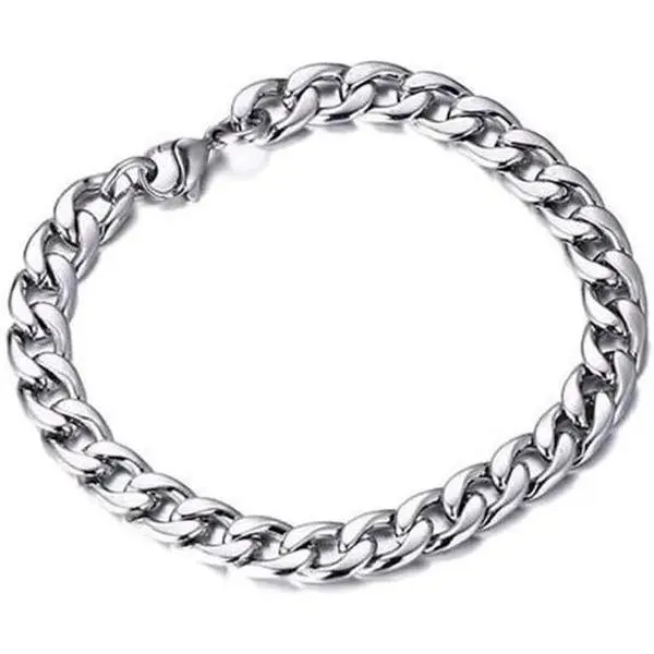 0.39in width Stainless Steel Cuban link Chain Bracelet punk personality bracelet for Men Women