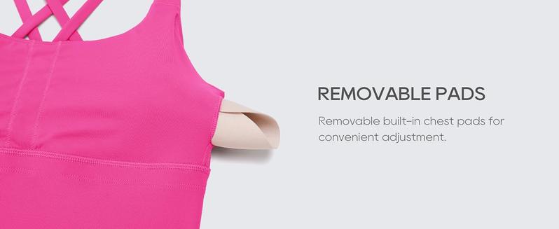 CRZ YOGA Womens Strappy Longline Sports Bra - Medium Impact Criss Cross Yoga Padded Bras Workout Crop Top