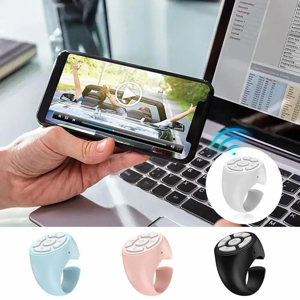Wireless Bluetooth Finger Ring Remote for Phone, Hands-Free TikTok Video Scroller, Selfie Clicker, Camera Shutter & Music Control for iPhone Android Bluetooth Ring Remote Control for iPhone Android, Wireless Finger Clicker for TikTok Scrolling,