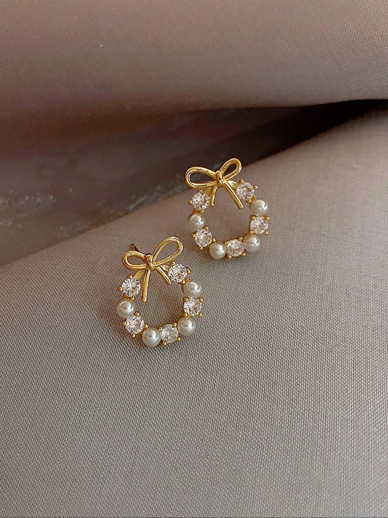 Elegant Pearl Butterfly Knot Hoop Earrings, Daily Wear Jewelry for Women, Stylish Ear Rings for Everyday Use, Perfect Gift Idea