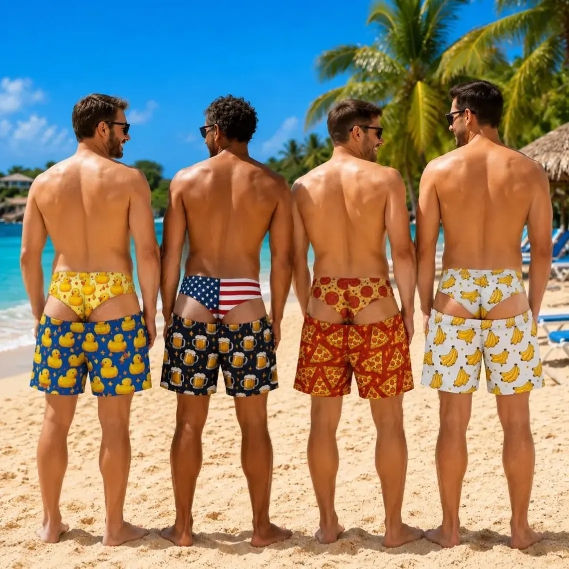 Funny men's swimming trunks, underwear beach shorts, funny birthday gift for him, summer funny gift for men, beach shorts exclusive for beer festival