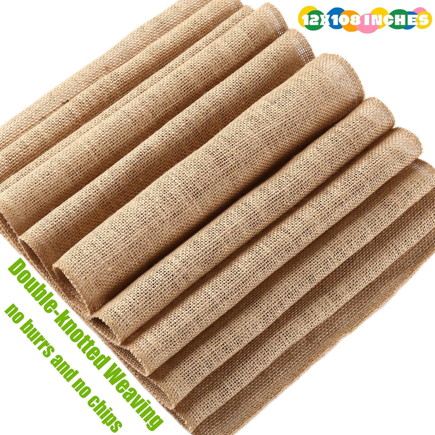 Burlap Table Runners -  and  Versatile  Jute Fabric Rolls -12x108Inches(1 Roll) Decor for Weddings,Partie,Events and -Rustic Style Tablecloth-DIY Crafts