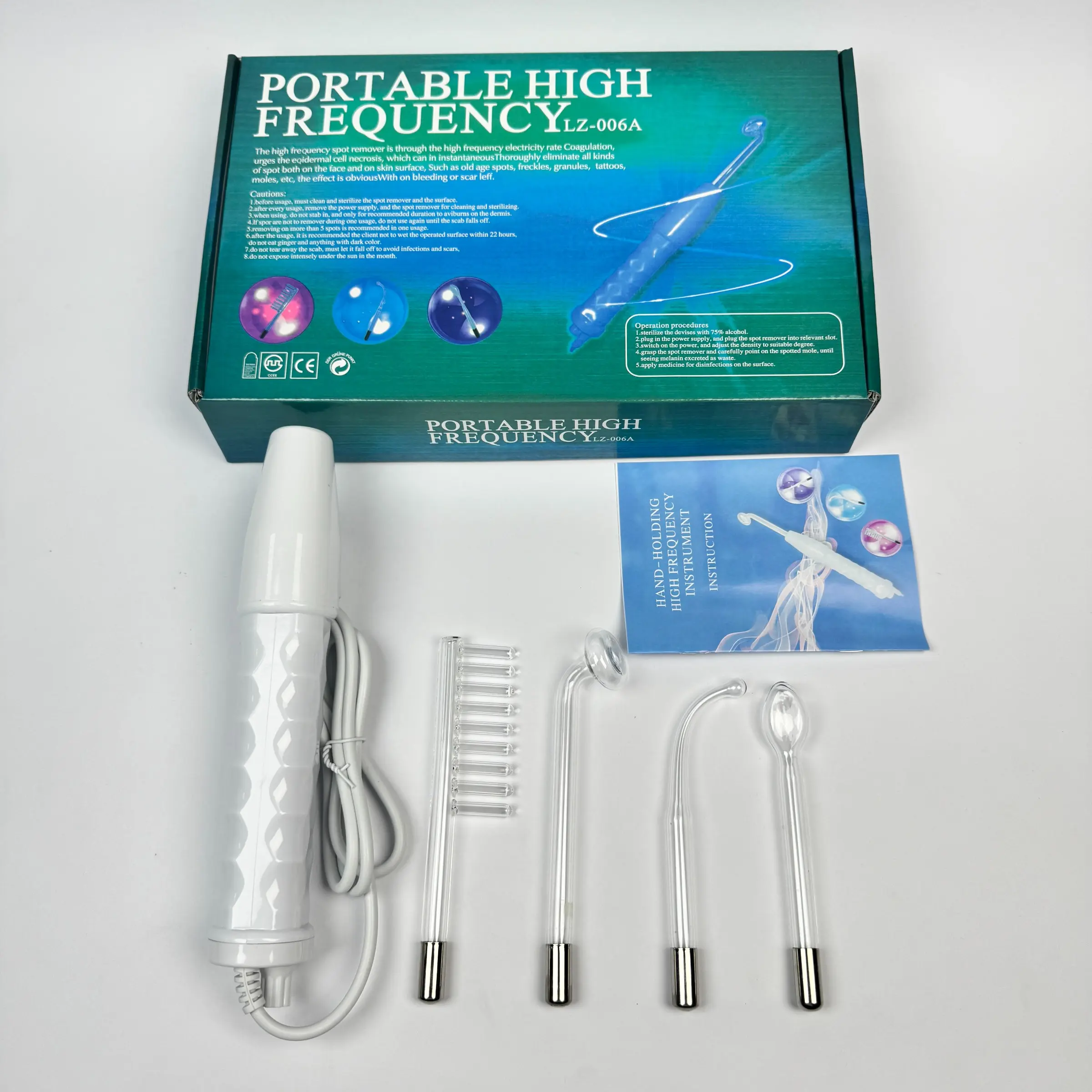 Us Plug Facial Beauty Device, High Frequency Facial Beauty Instrument, Portable Handheld Skin Care Machine, 4 Different Probes, Home Beauty Tool, Facelift Wrinkle Reducer
