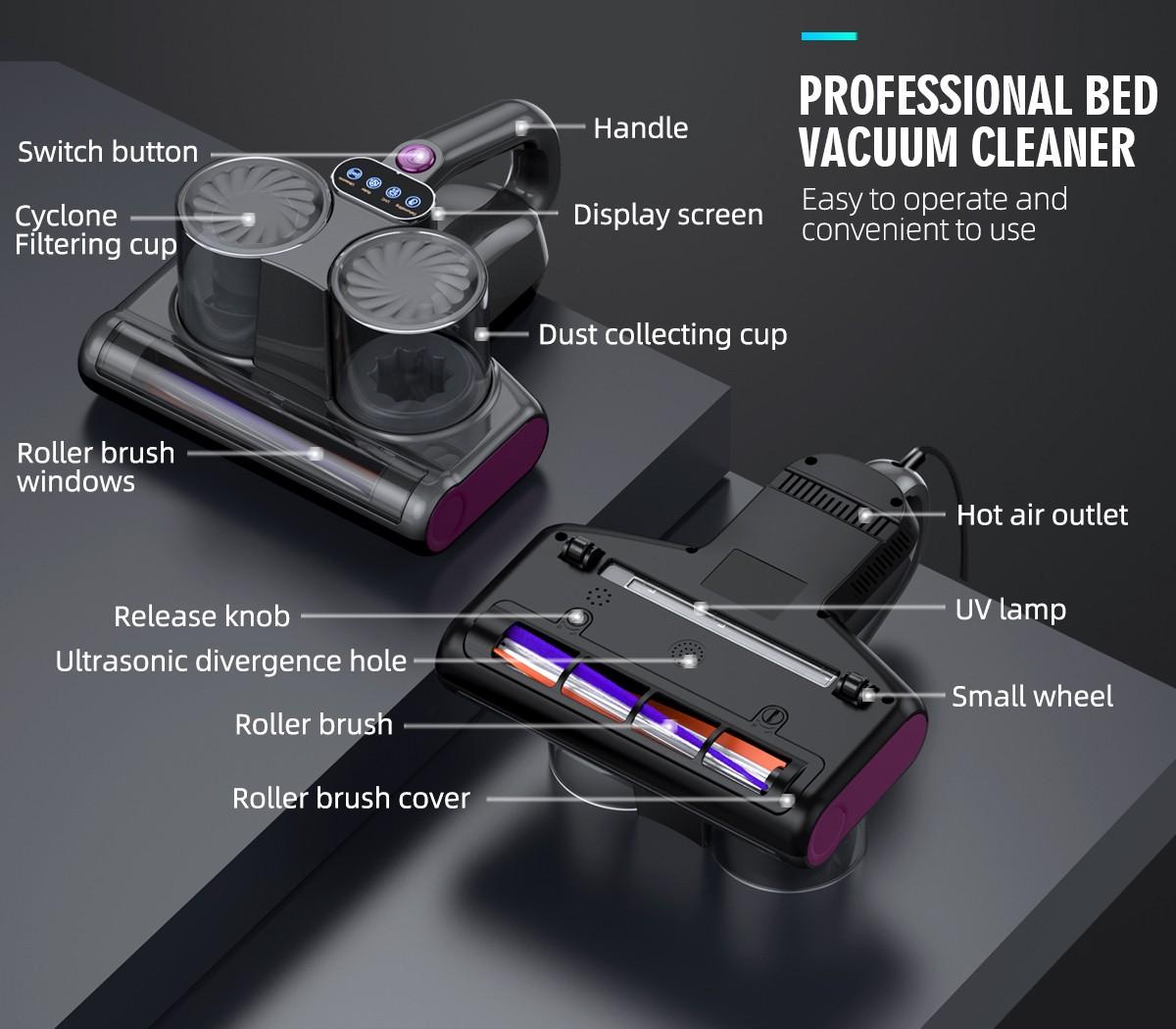 JPHYLL Mattress Mite Remover Vacuum Cleaner 16KPa Strong Suction UV-C Sanitizing LED Display 6-in-1 Handheld for Carpets Sofa Bedding 380W Brushless Motor House Cleaning Gadgets JPHYLL Mattress Mite Remover Vacuum Cleaner 16KPa Strong Suction UV-C Sanitizing LED Display 6-in-1 Handheld for Carpets Sofa Bedding 380W Brushless Motor House Cleaning Gadgets