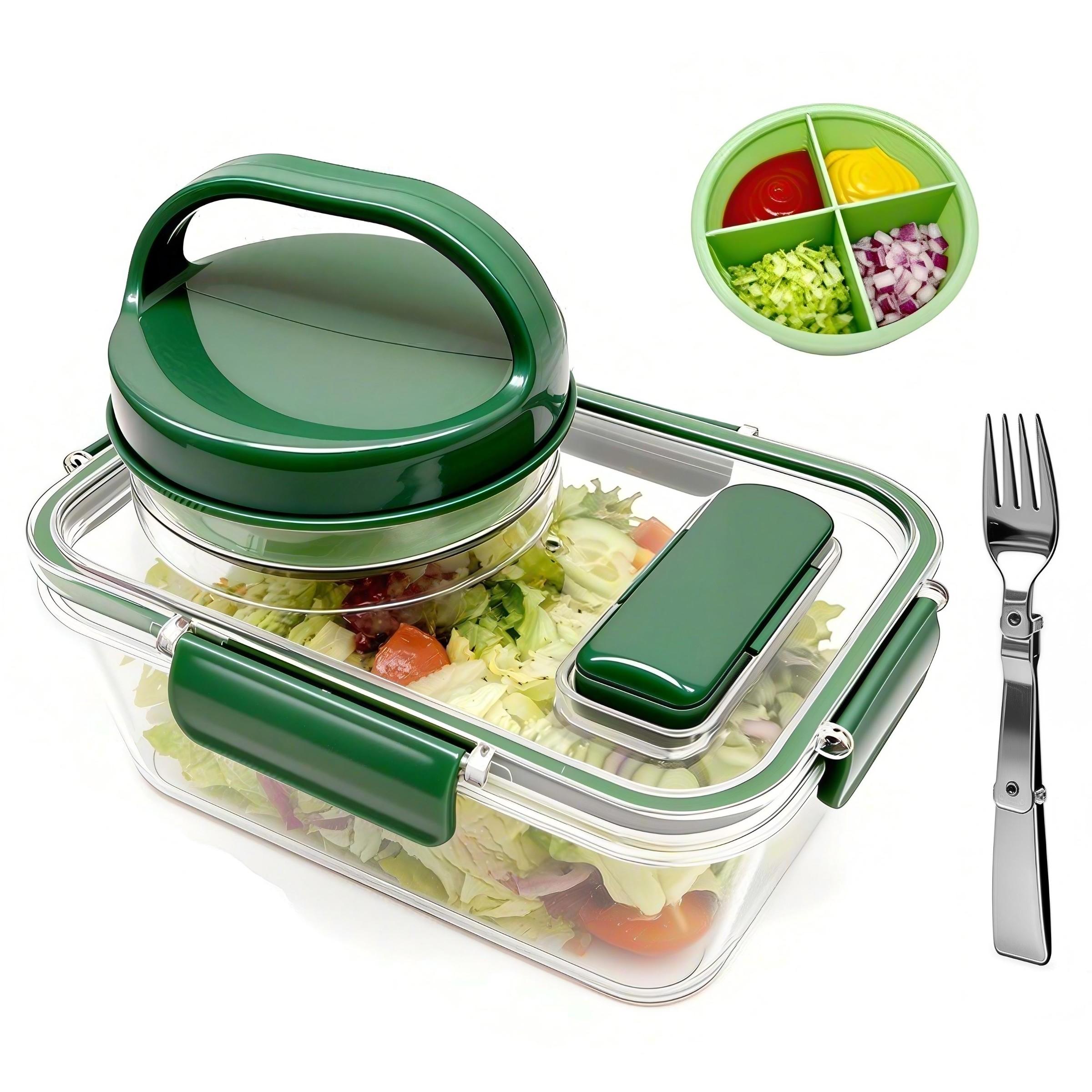Portable Salad Bowl with Side Open Lid, Fruit Vegetable Food Storage Box, Reusable Lunch Container, Ideal for On-The-Go Meals