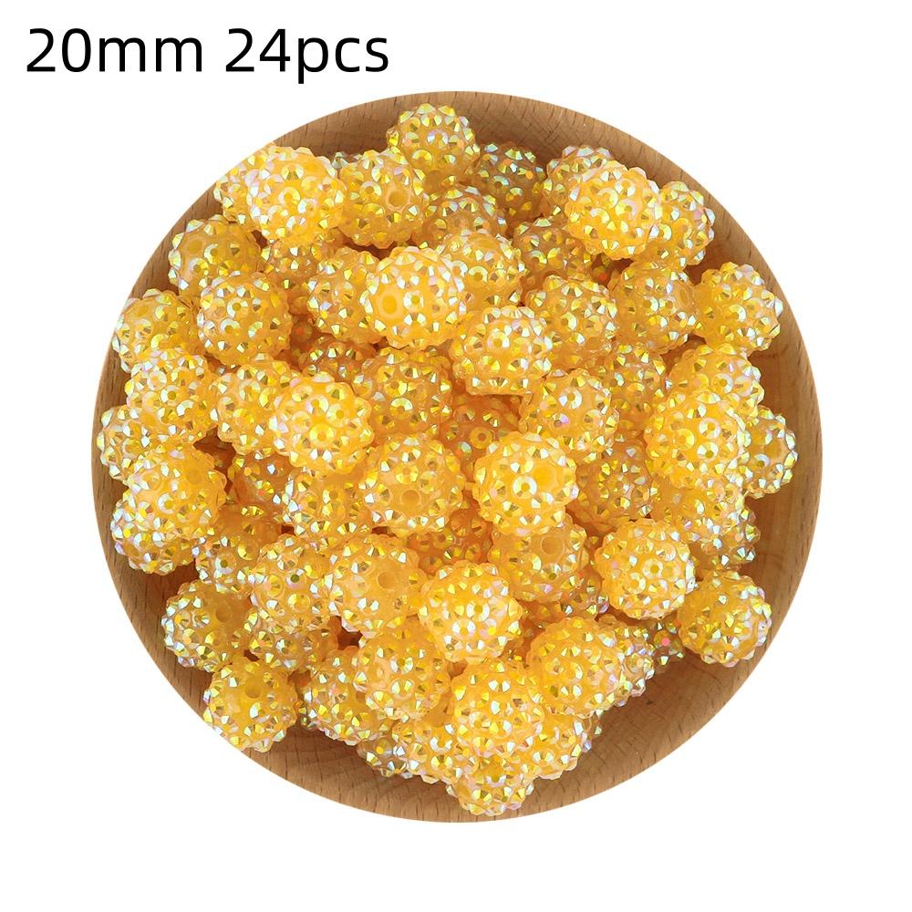 24pcs 14/16/20mm Resin Bayberry Ball Rhinestone Beads, Fashionable and Exquisite Acrylic Beads, Suitable for Pen Accessories, Bracelets Jewelry Making DIY Decorative Accessories