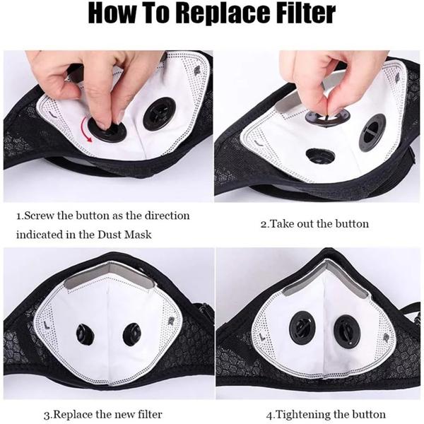 Reusable Half Face Cover Mask w/ Filter Cycling Outdoor Sport Face Mask Grey