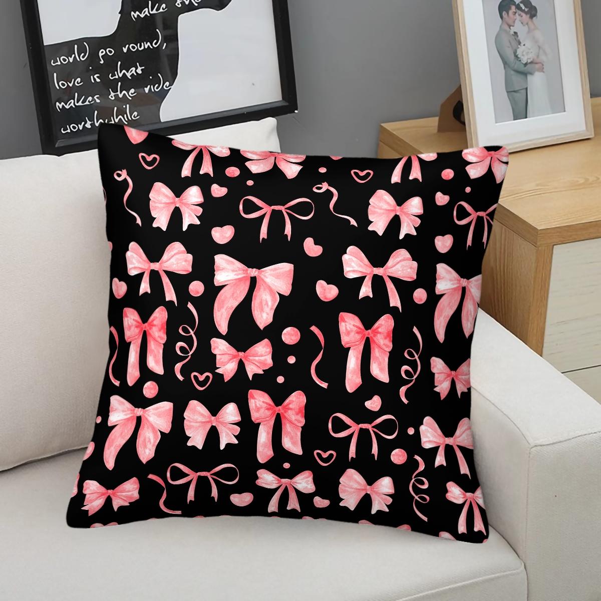1 Piece Coquette Pink Bow Print Body Pillow, Memory Foam Pillow & Decorative Pillow Option, Cute Y2K Digital Print Throw Pillow with Insert, Soft Square Cushion for Sofa, Bedroom, Dorm, Aesthetic Girly Room Decor