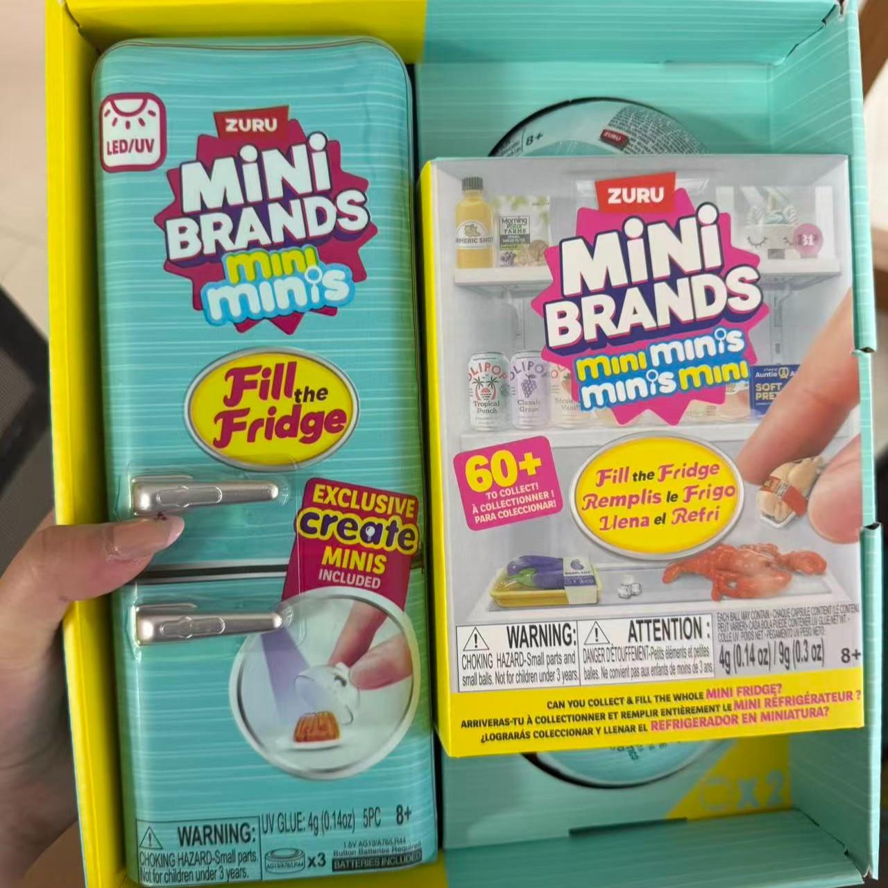 Mini Fridge Set with Miniature Food Models, UV Light, DIY Design, Easy Storage, Perfect Gift for Friends and Lovers
