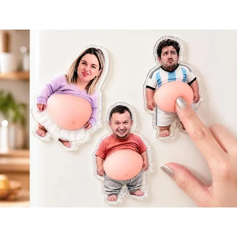 Personalized funny custom face soft belly silicone funny refrigerator magnet, Halloween| Christmas gift, customized photo anti-collision acrylic refrigerator, gift for girlfriend and boyfriend, refrigerator decoration, home decoration