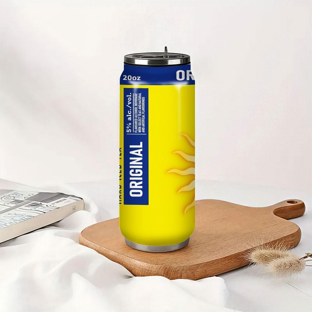 1pc Twisted Tea 17oz Portable Cup, Leak-Proof, Rust-Resistant, with Lid and Straw, Suitable for Hot and Cold Drinks, Ideal for Camping and Outdoor Use