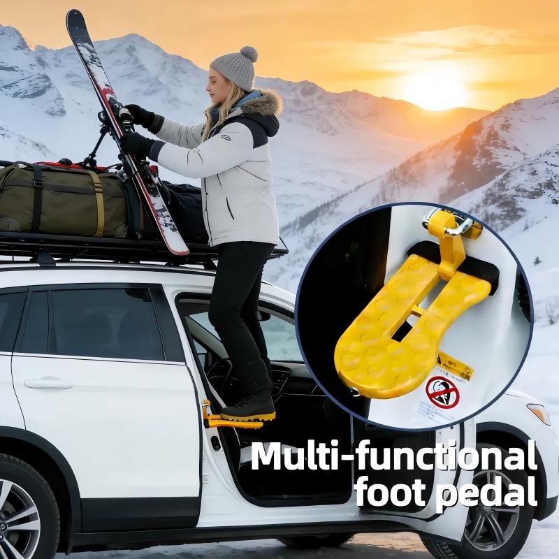 Foldable Suv Roof Step Board with Angle Adjustment, Main Lock Hook, Anti-Damage Pad, Suitable for Cars, Trucks, Vans, Glass Breaker