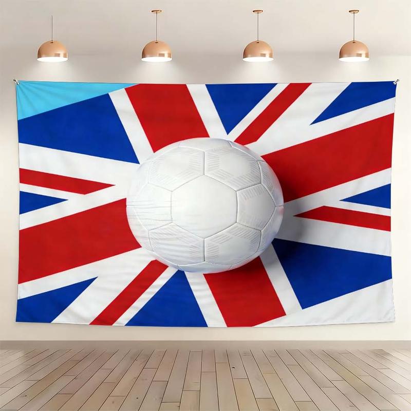 1 pc microfiber FIFA World Cup British Flag Soccer Ball Tapestry Wall Hanging Decoration for Living Room Bedroom Dining Room Outdoor and Holiday Decor Sport Theme Home Ornament Tapestry Background Cloth Hanging Cloth Wall Cloth Decorative Cloth
