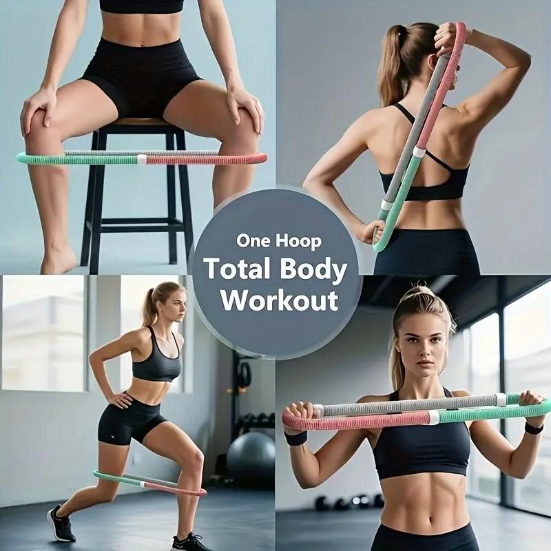 1pc Adjustable Abdominal Shaping Fitness Ring - Foldable Core Strength Training Hoop, Four-Color Splicing Design, Battery-Free, Easy Assembly Spring Design, Better Waist Protection, Non-Tiring, Suitable for All Fitness Levels, Durable Home Gym Equipment,