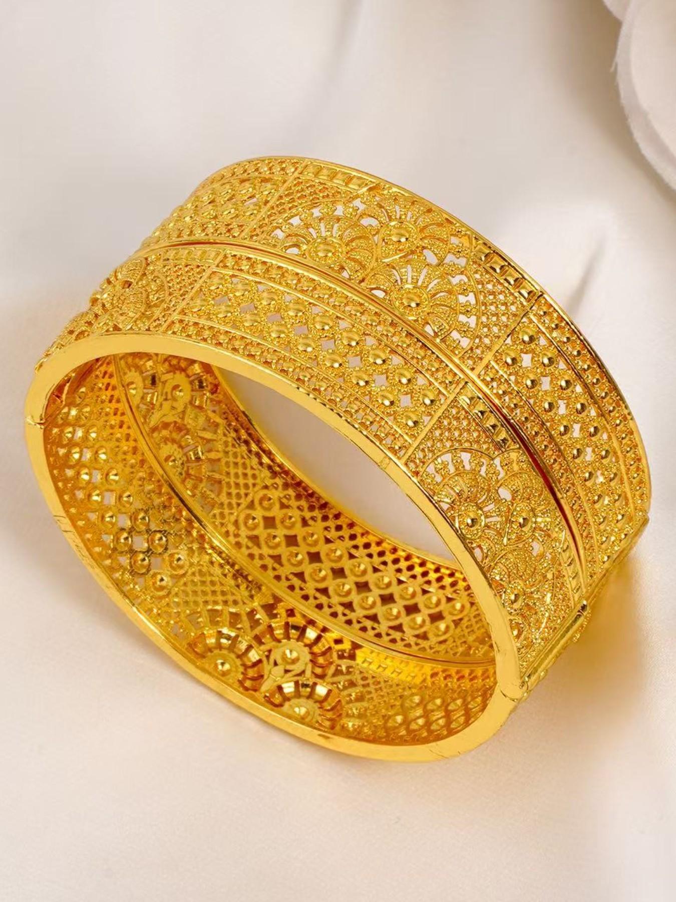 2pcs Elegant Vintage Copper Cuff Double Layered Bracelets for Women, Luxury Open Floral Design, Perfect for Daily Wear and Gifts, Batch 39dy