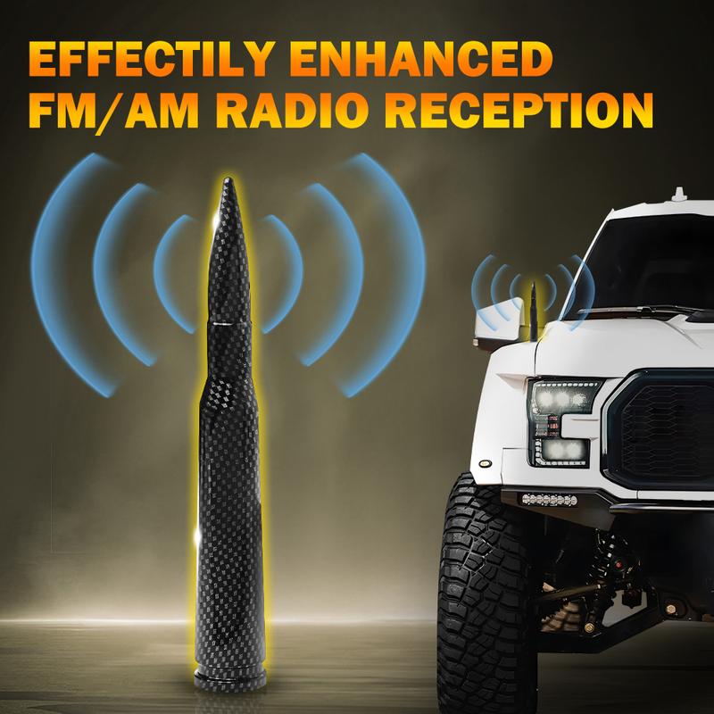AUXITO 14cm Carbon Fiber Bullet Antenna Mast Power Radio AM/FM Replacement Universal,For Motorcycles Cars Street Rods Show Cars Classics