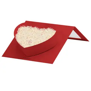 Mother's Day Heart Shaped Flower Gift Box Treat Fillable Gift Packaging Boxes with Ribbon Heart Cardboard Fillable Flower Present Box for Wedding Birthday Love Favors