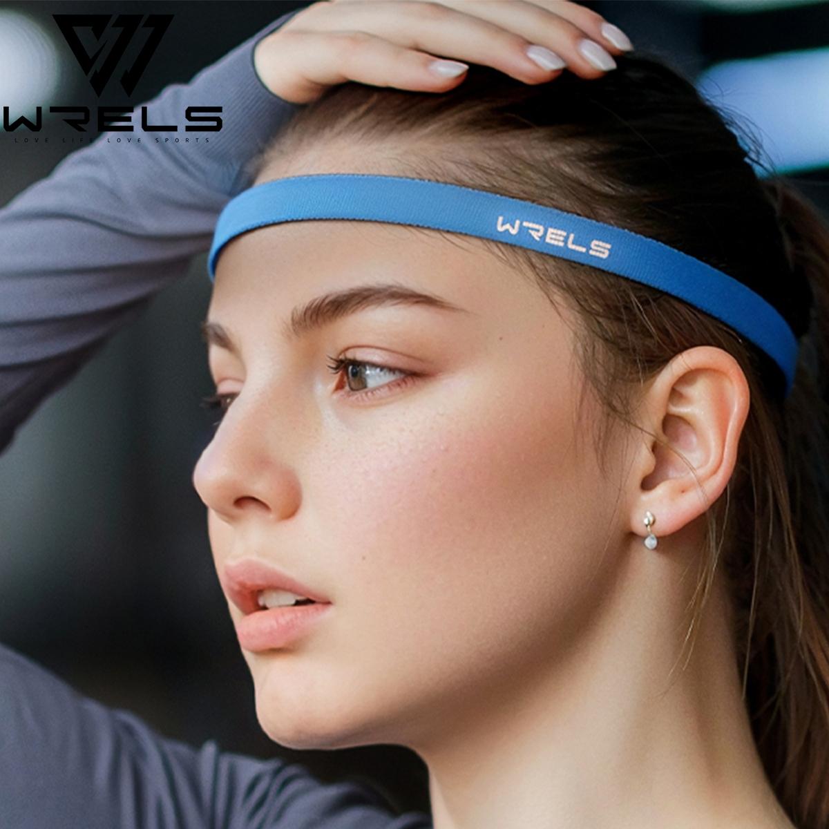 6 Piece Wrels Anti-Slip Sweat-Wicking Sports Headbands, Running Fitness Yoga Pilates Climbing Sweatband, Unisex Breathable Solid Color Elastic Sport Headband