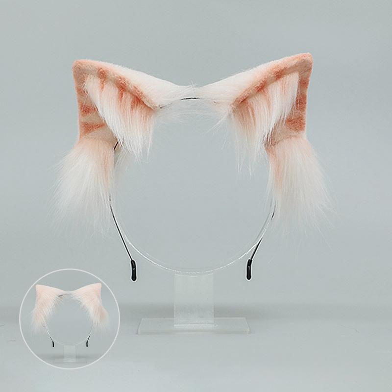 Tiger Spot Cat Ears Furry Tail Women Girls Lolita Animal Ears Hair Hoops Plush Tail Cosplay Costume Accessories
