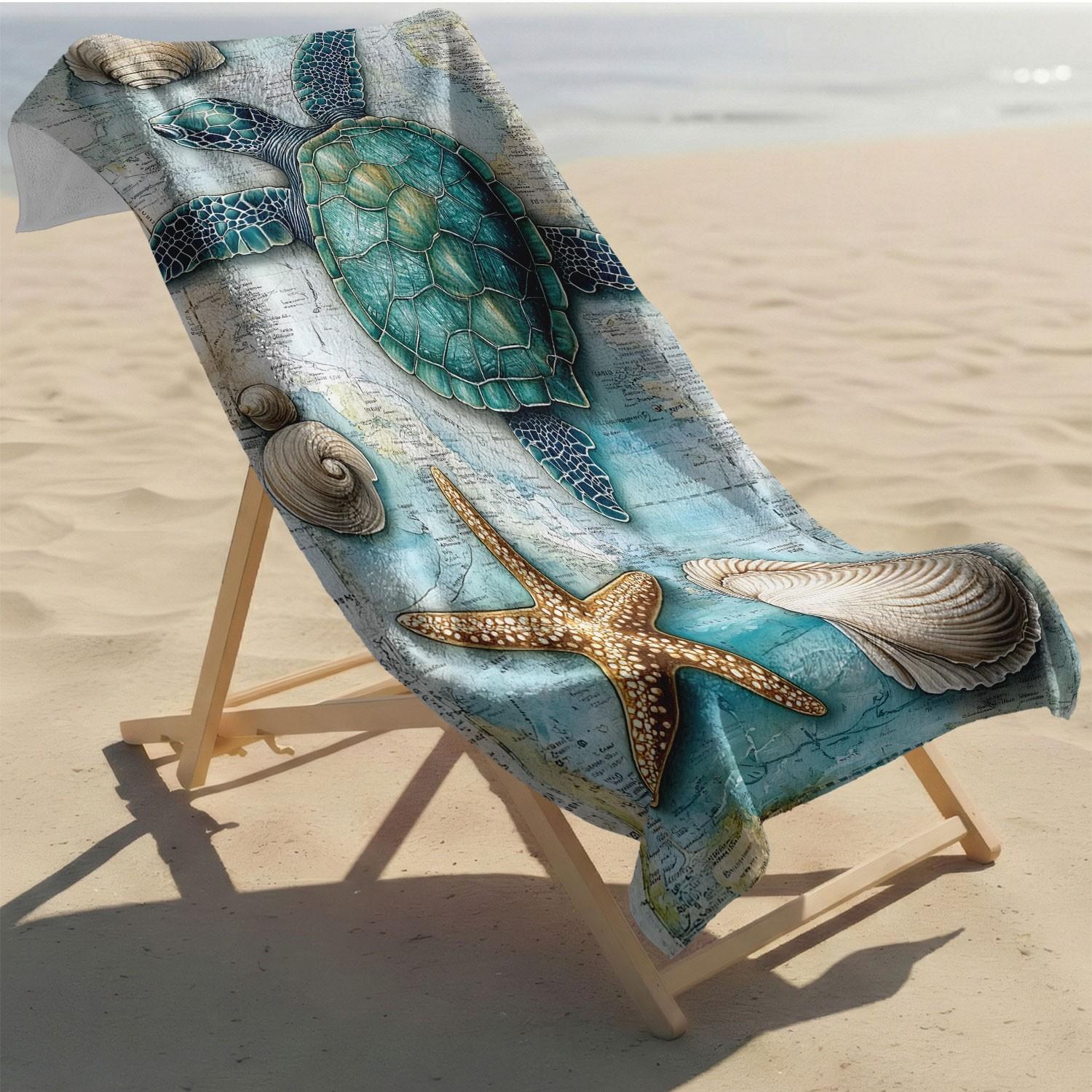 Ultra Soft Quick-Dry Beach Towel, Turtle Pattern Microfiber Bath Towel, Essential for Vacation, Pool, Gym, Summer, Perfect Gift