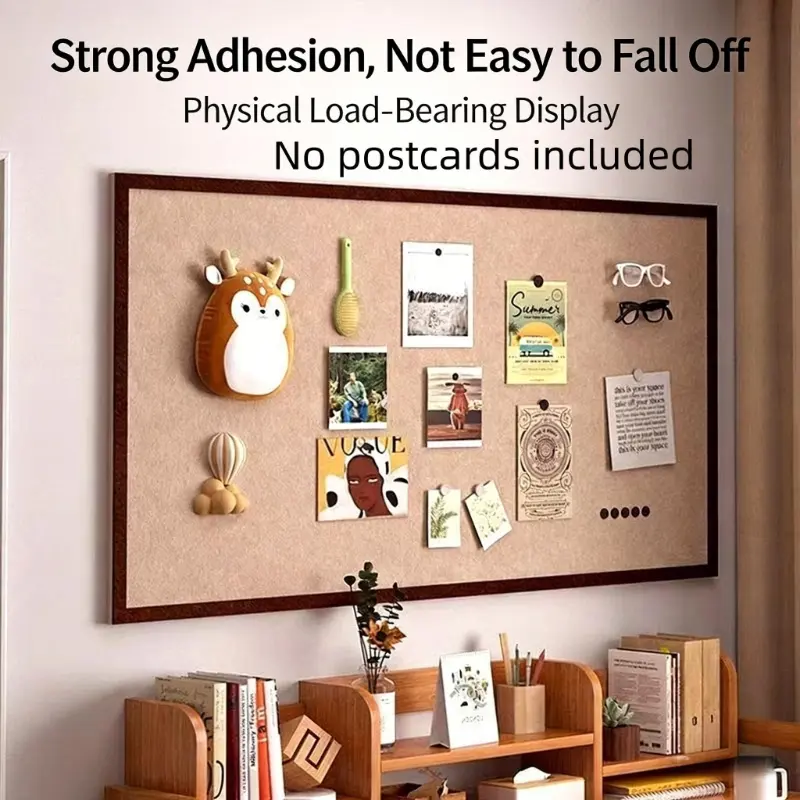 Felt bulletin board with adhesive wall panel suitable for office decoration, no-drill traceless installation, glue and push pins for photo message board, home memo display board, gift