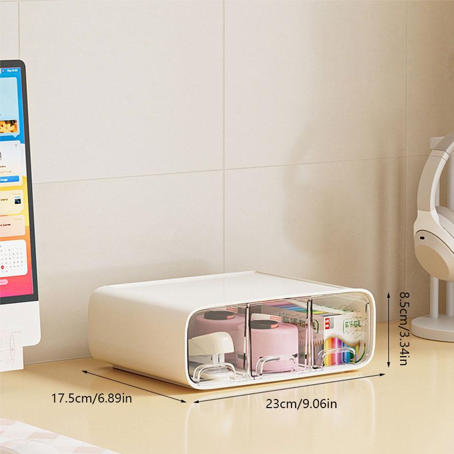 Multifunctional Desktop Storage Box, Desk Tidy, Pull-Out Cosmetic Organizer, Desk Stationery Holder, Office Supplies Container, Space-Saving Design