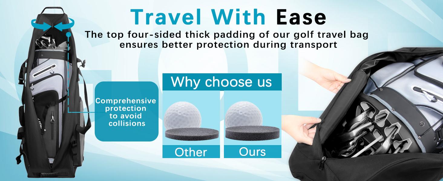 Himal Outdoors Soft-Sided Golf Travel Bag with Wheels - Heavy Duty 600D Polyester Oxford Wear-Resistant, Excellent Zipper Universal Size