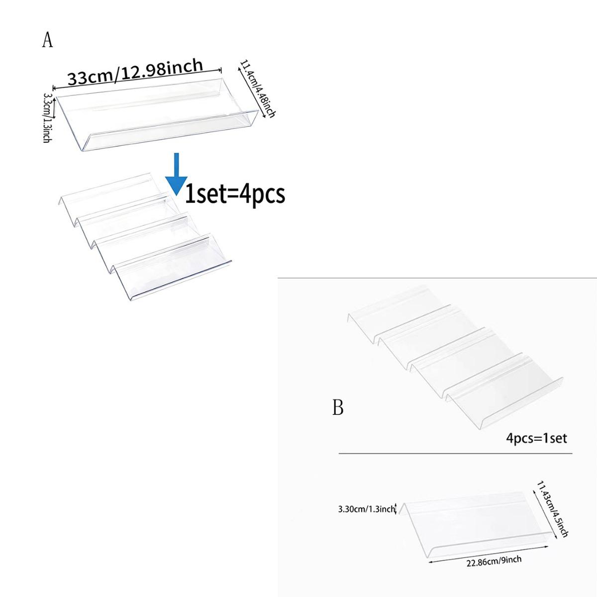 4PCS Kitchen Spice Organizer Box Set, Stackable Clear Acrylic Seasoning Rack Display Stand Set for Spice Jars and Bottles, Suitable for Drawer Cabinet and Countertop Storage, Home Kitchen Sorting and Organization Shelf