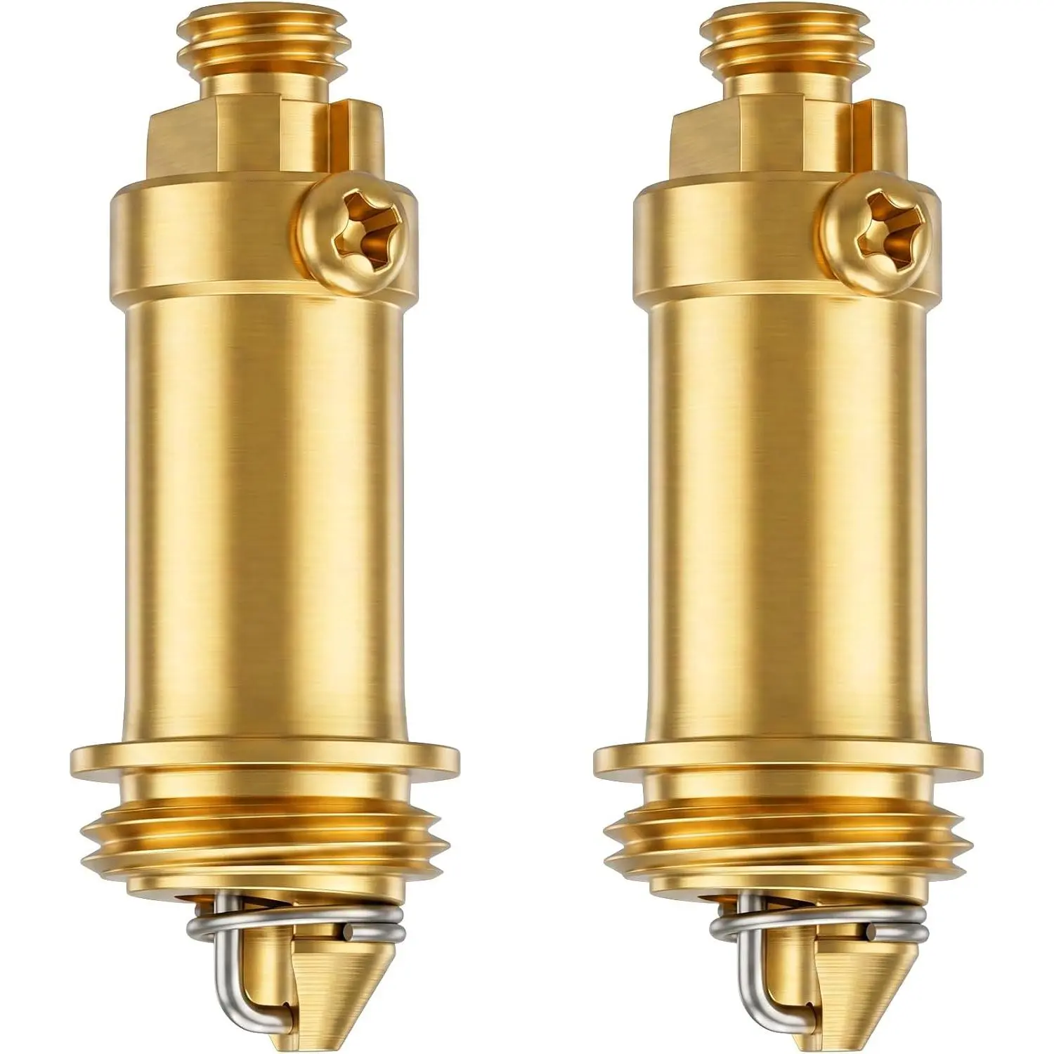 **2 Pack Pop Up Sink Drain Stoppers, Brass Spring Push Plugs, Replacement Sink Stopper for Bathroom Sink, Tub & Basin**
