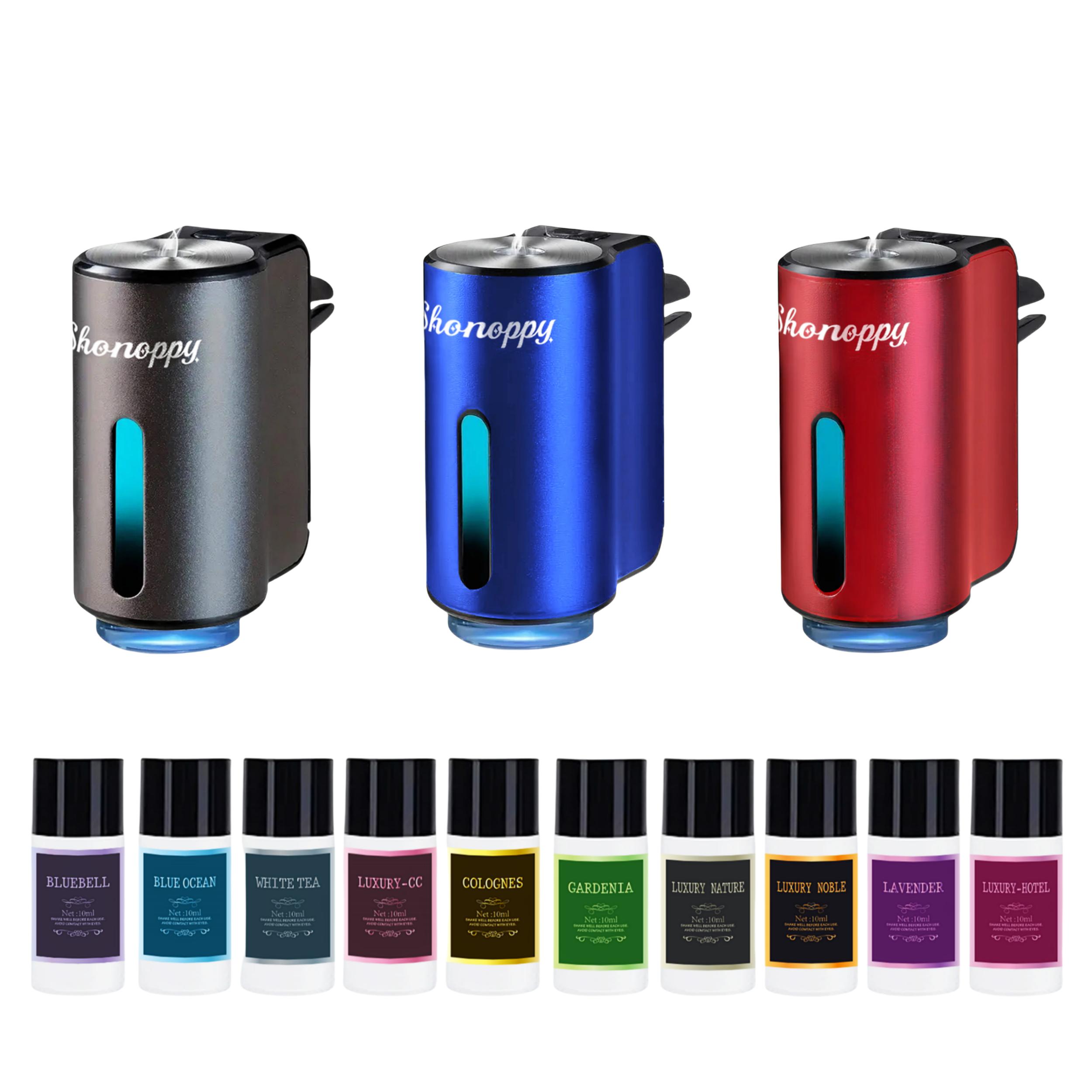 SHonoppy Car Air Fresheners Diffuser - 20Bottles Natural Essential Oils Scent Perfume,Rechargeable Car Aroma Diffuser with Three Adjustable Scent Levels,Car Interior Accessories Gifts