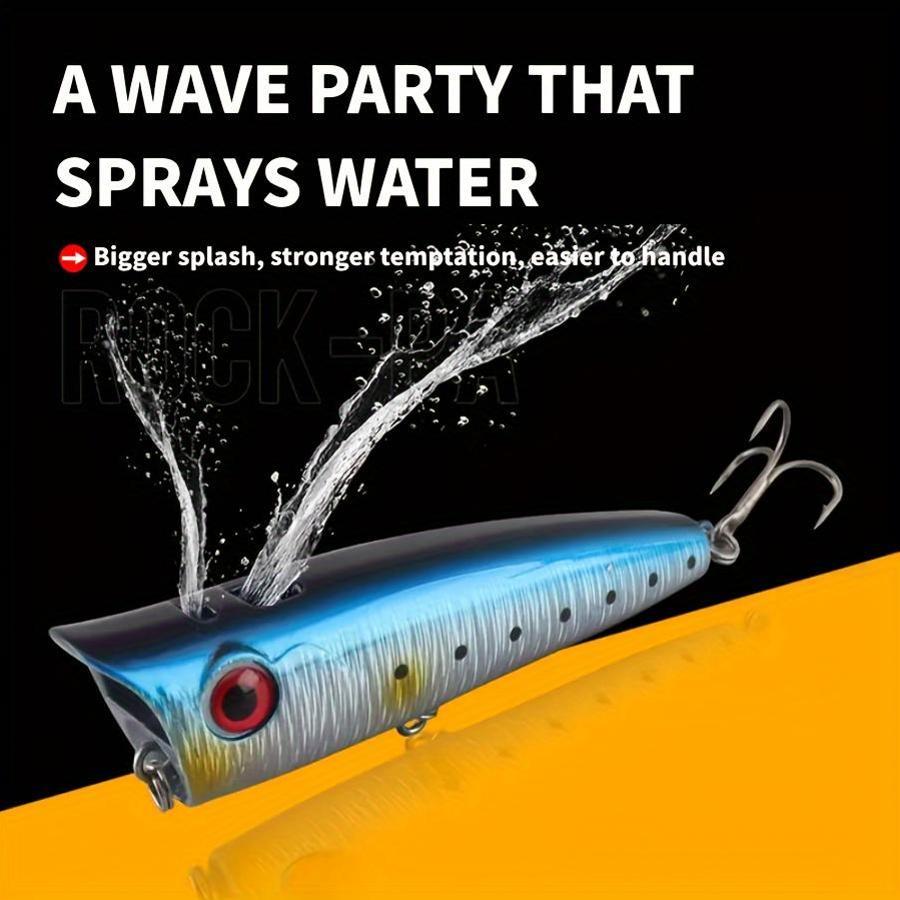 1pc Water Spray Wave Crawling Bait Surface Long Throw Floating Water Wave Bait Night Light Noise Hooked Mouth Bass Fake Bait