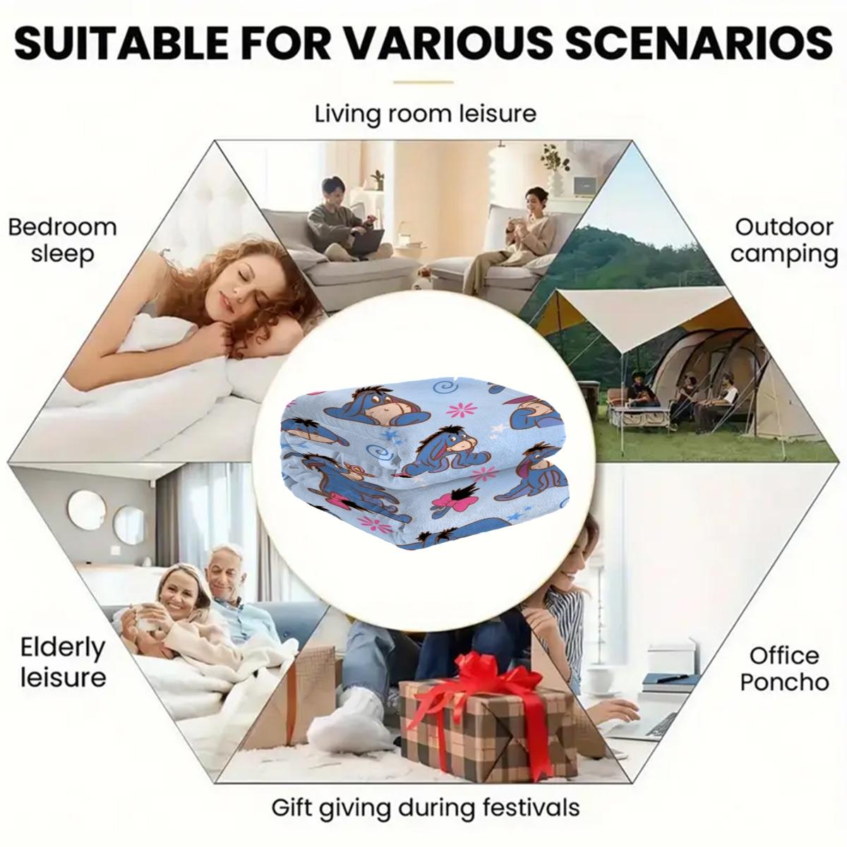 Soft Comfortable Printed Blanket, Office Nap Air Conditioning Blanket, Sofa Blanket, Autumn Winter Car Blanket, Hotel Couch Bed Camping Multi-Purpose Blanket