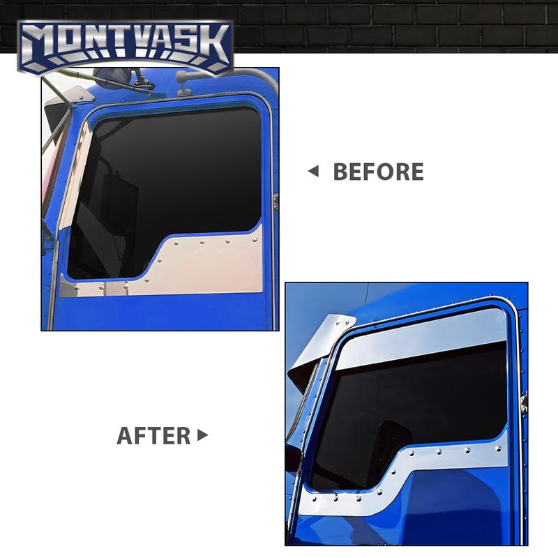 CROSSDESIGN 2PCS Door Trim Top Window Trim Fit For Kenworth T600 T660 T800 W900 5" Chop Top Door Trim Car sun visor Car Truck accessories Upgrade version