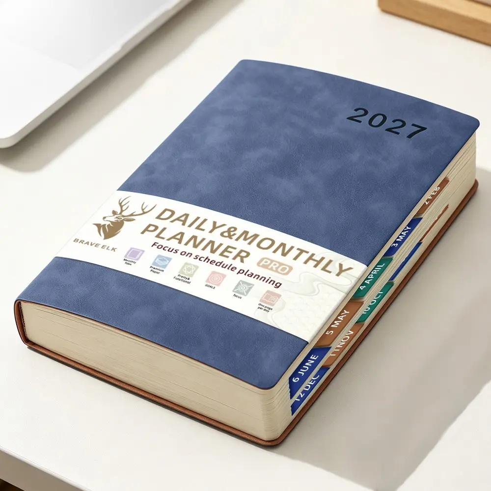 2027 Daily Agenda Book – A5 Hard Cover Planner 400 Pages, Jan–Dec 2027, Day & Month View with Habit Tracker, Password Log & Extra Pages, Lay-Flat Design with Magnetic Closure , Daily Organizer for Work Home
