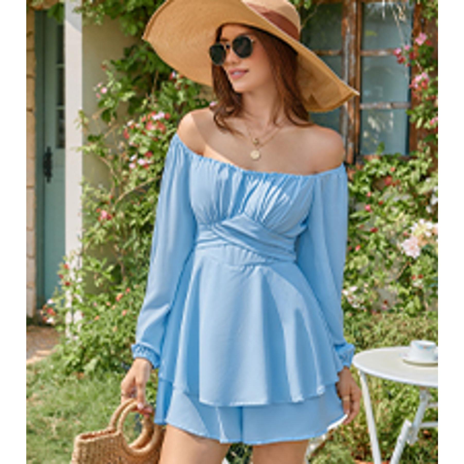 Women Tube Top Romper Strapless Bandeau Cold Shoulder Jumpsuit OutfitsGift