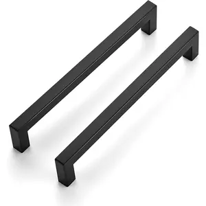 20 Pack 7-1/2 Inch Kitchen Square Cabinet Handles Matte Black Pulls Black Drawer Pulls Kitchen Cabinet Hardware for Cupboard Drawer Handles